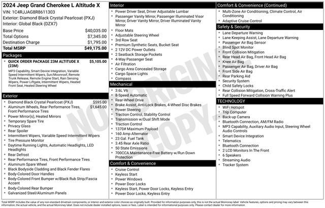 Used 2024 Jeep Grand Cherokee L Altitude RWD image 7