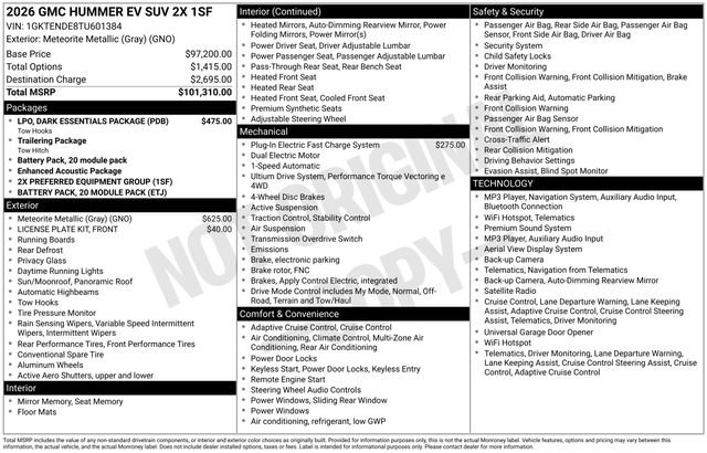 Used 2026 GMC Hummer EV SUV w/ LPO, Dark Essentials Package AWD/4WD image 45