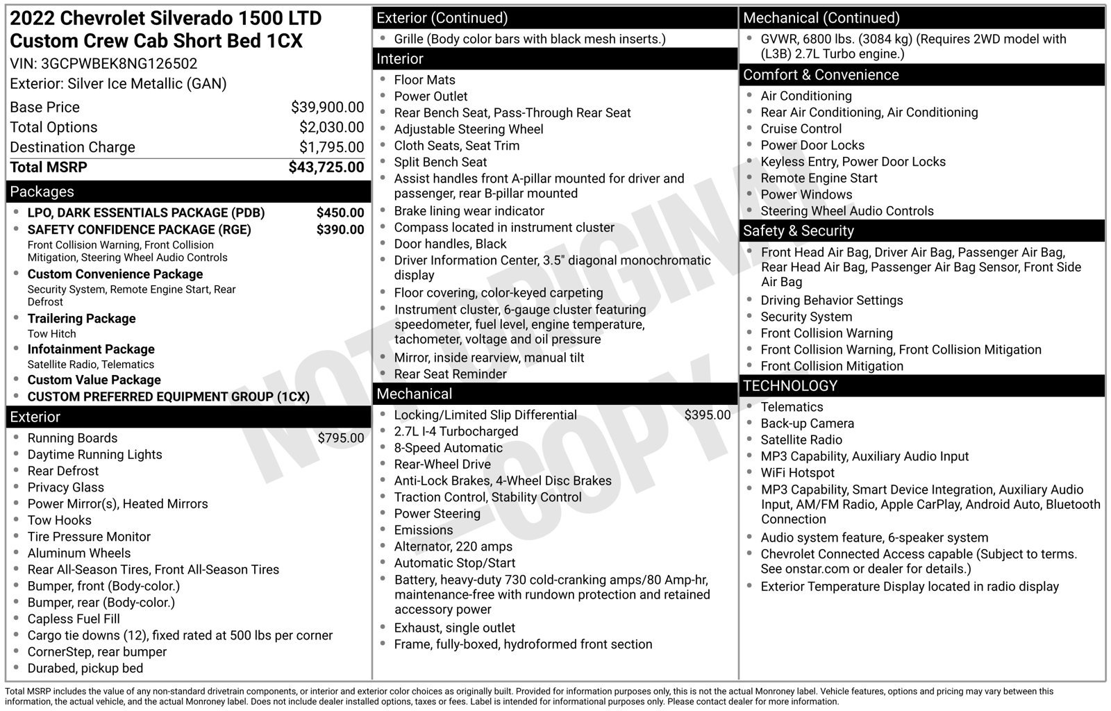 Used 2022 Chevrolet Silverado 1500 Custom w/ LPO, Dark Essentials Package RWD image 32