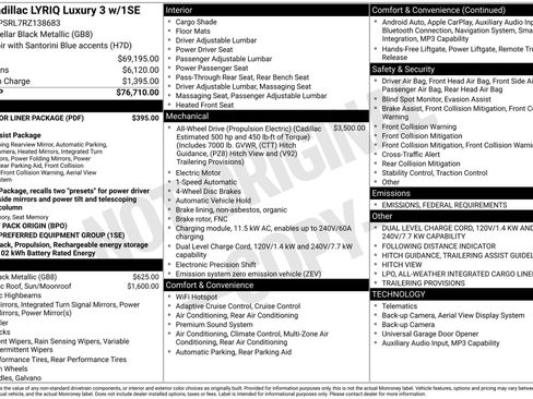 Certified 2024 Cadillac Lyriq Luxury w/ LPO, Floor Liner Package image 45