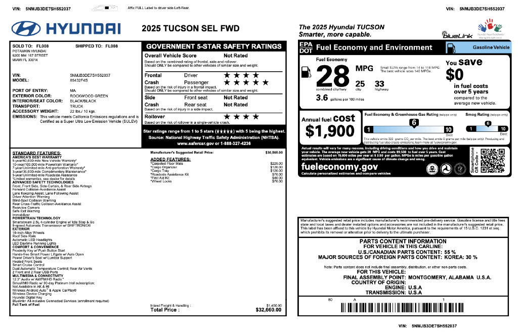 Certified 2025 Hyundai Tucson SEL FWD image 3