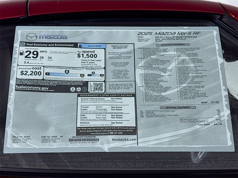 New 2025 MAZDA MX-5 Miata RF Grand Touring image 18