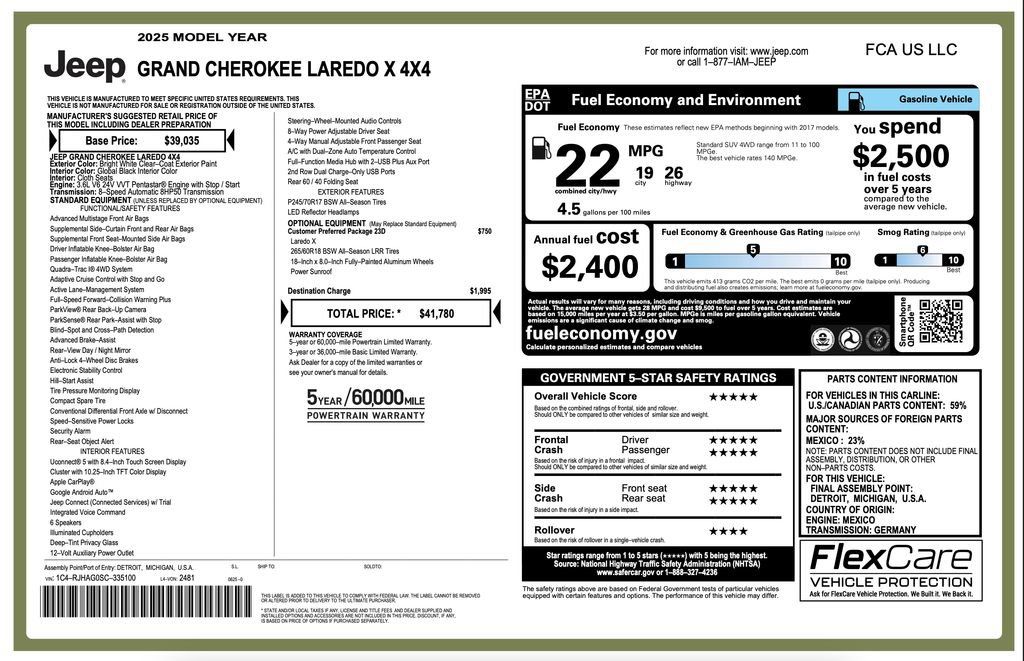 Certified 2025 Jeep Grand Cherokee Laredo X AWD/4WD image 7