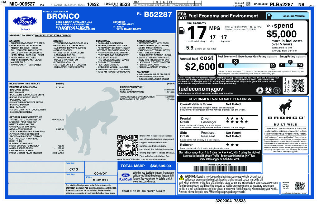 Used 2023 Ford Bronco Badlands w/ Sasquatch Package AWD/4WD image 11