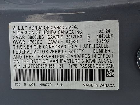 Certified 2024 Honda Civic Sport image 27