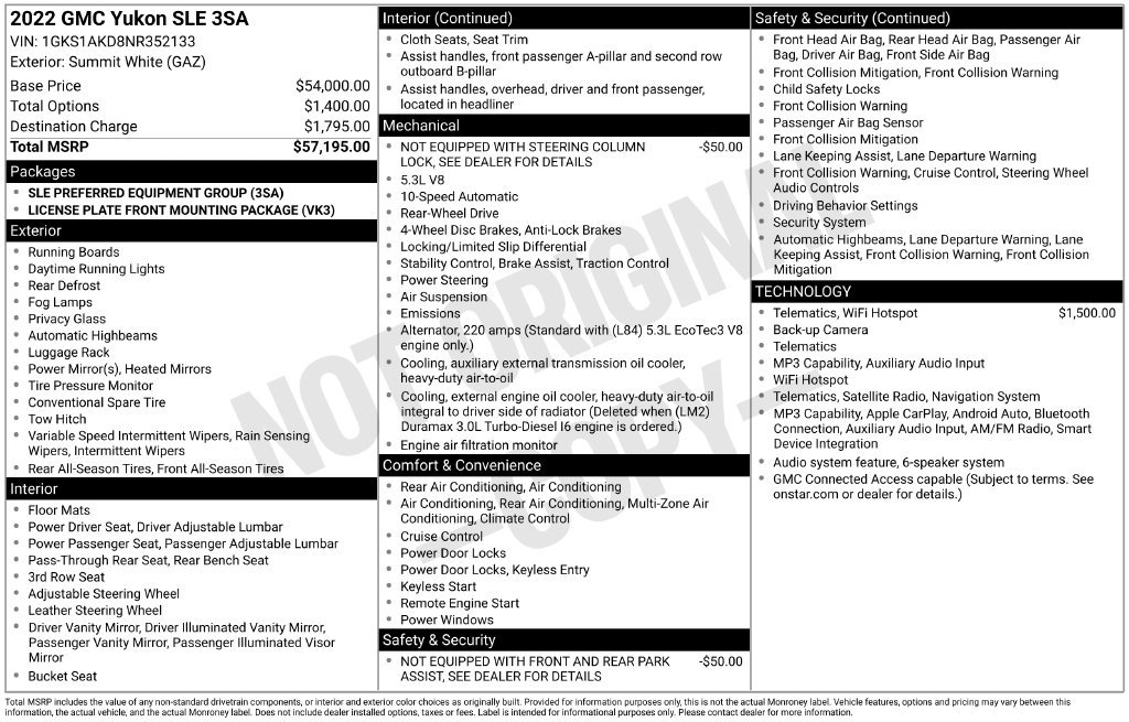 Used 2022 GMC Yukon SLE RWD image 25