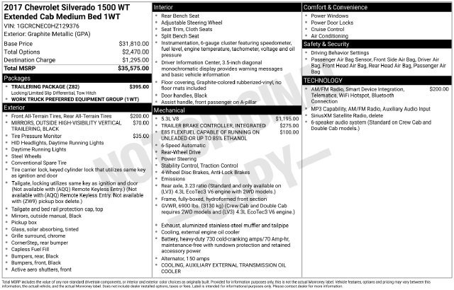 Used 2017 Chevrolet Silverado 1500 W/T w/ Trailering Package RWD image 10