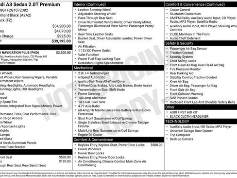 Used 2016 Audi A3 2.0T Premium w/ Audi MMI Navigation Plus image 6