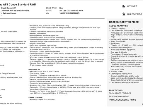 Used 2016 Cadillac ATS 2.0T Coupe image 2