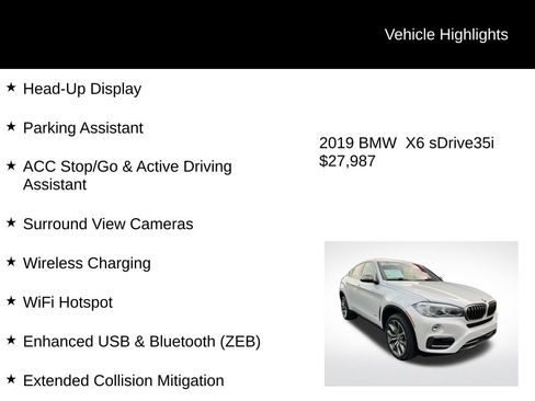 Used 2019 BMW X6 sDrive35i w/ Premium Package image 8