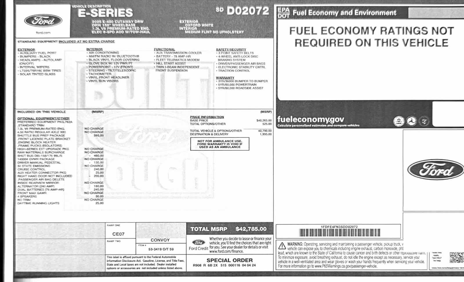 Used 2025 Ford E-450 and Econoline 450 Super Duty w/ Shuttle Bus Prep Package RWD image 21