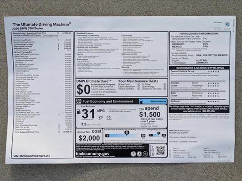 New 2026 BMW 330i xDrive 330i NA xDrive w/ M Sport Package image 18
