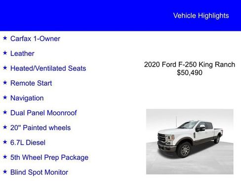 Used 2020 Ford F250 King Ranch w/ King Ranch Ultimate Package AWD/4WD image 2