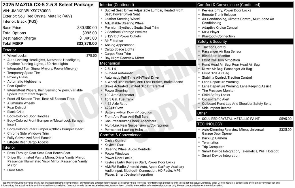 Used 2025 MAZDA CX-5 AWD 2.5 S w/ Select Package image 3