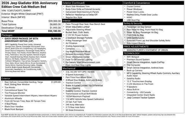 New 2026 Jeep Gladiator Sport AWD/4WD image 38