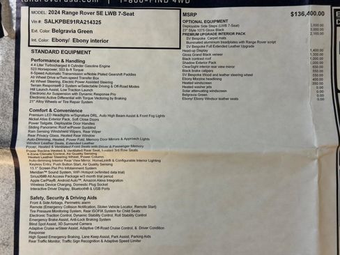 Used 2024 Land Rover Range Rover Long Wheelbase SE AWD/4WD image 29