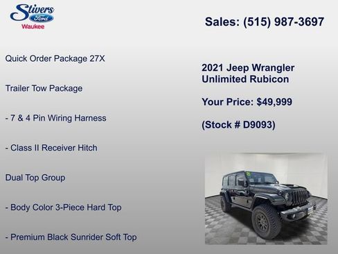 Used 2021 Jeep Wrangler Unlimited Rubicon w/ Dual Top Group AWD/4WD image 8