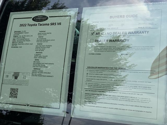 Certified 2022 Toyota Tacoma SR5 AWD/4WD image 46