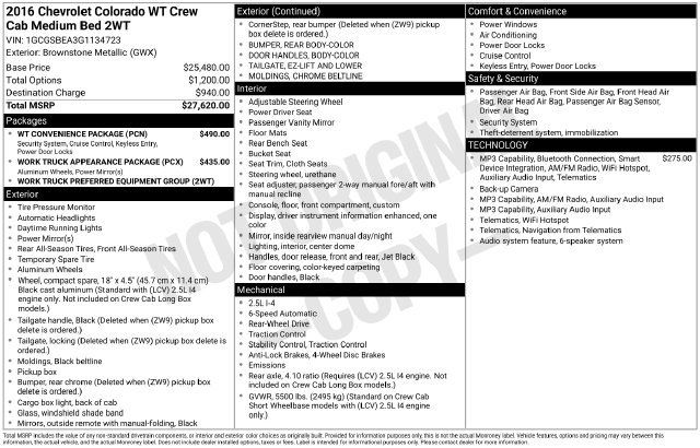 Used 2016 Chevrolet Colorado W/T w/ WT Convenience Package RWD image 6