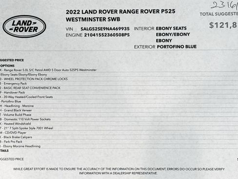 Used 2022 Land Rover Range Rover P525 Westminster Edition image 2