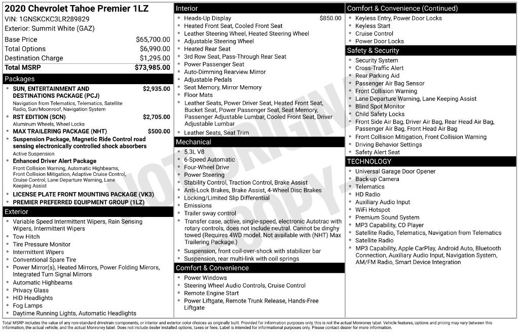 Used 2020 Chevrolet Tahoe Premier AWD/4WD image 2