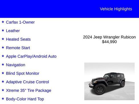 Used 2024 Jeep Wrangler Unlimited Rubicon w/ XTREMEE 35" Tire Package AWD/4WD image 2