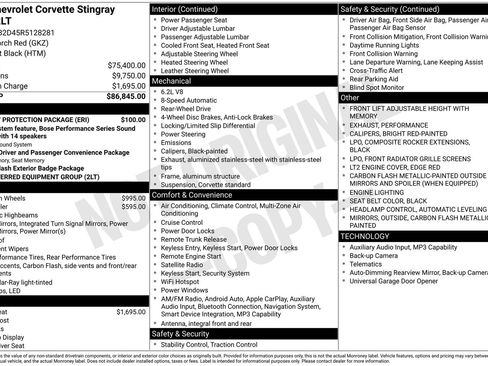 Used 2024 Chevrolet Corvette Stingray Preferred Cpe w/ Battery Protection Package RWD image 36