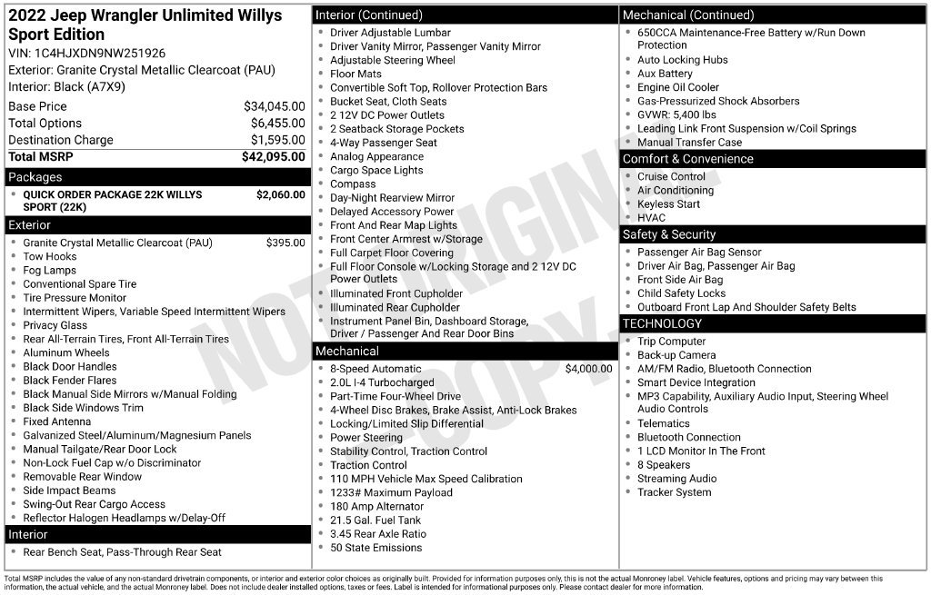 Used 2022 Jeep Wrangler Unlimited Sport AWD/4WD image 7