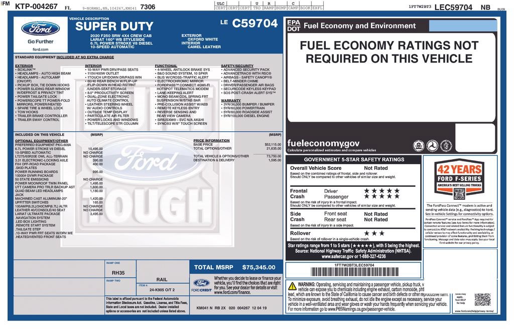 Certified 2020 Ford F250 Lariat w/ Lariat Ultimate Package AWD/4WD image 41