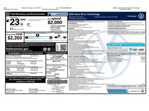 Used 2024 Volkswagen Atlas SE w/ Panoramic Sunroof Package FWD image 2