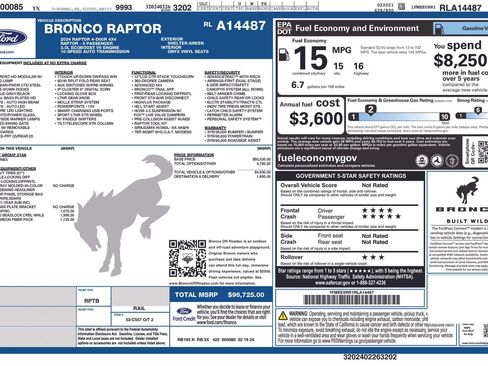Used 2024 Ford Bronco Raptor w/ Interior Carbon Fiber Pack 6 AWD/4WD image 19