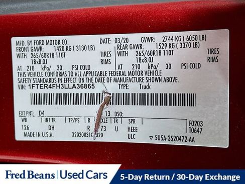 Used 2020 Ford Ranger Lariat w/ Equipment Group 501A Mid image 32