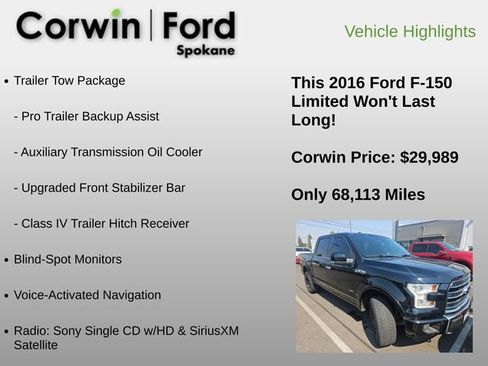 Used 2016 Ford F150 Limited w/ Trailer Tow Package AWD/4WD image 6