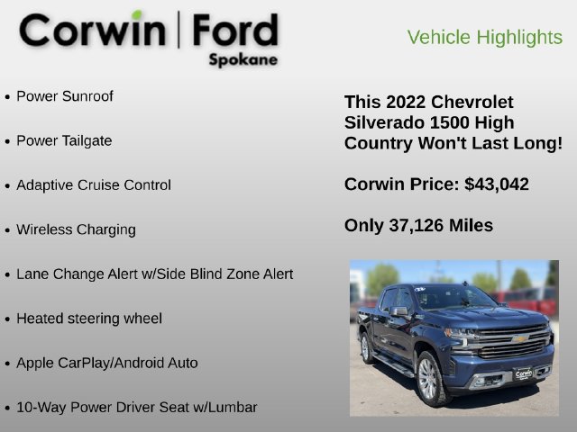 Used 2022 Chevrolet Silverado 1500 High Country AWD/4WD image 12
