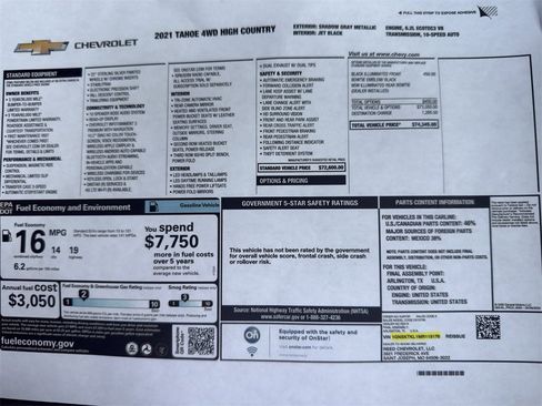 Used 2021 Chevrolet Tahoe High Country image 2