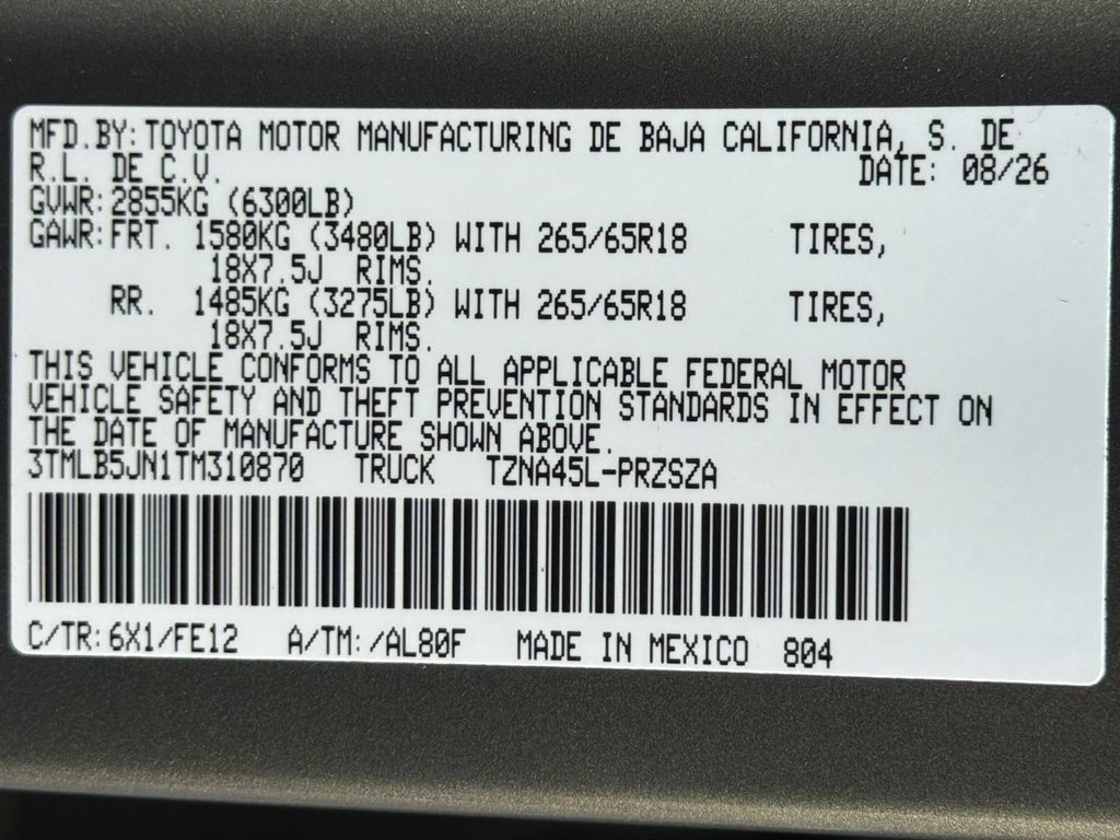New 2026 Toyota Tacoma TRD Sport AWD/4WD image 37