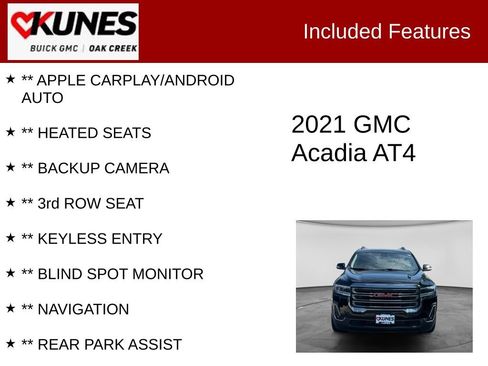Used 2021 GMC Acadia AT4 w/ Trailering Package AWD/4WD image 2