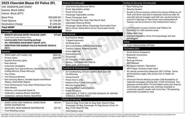 New 2025 Chevrolet Blazer EV AWD Police w/ Remote Keyless Entry Package image 31