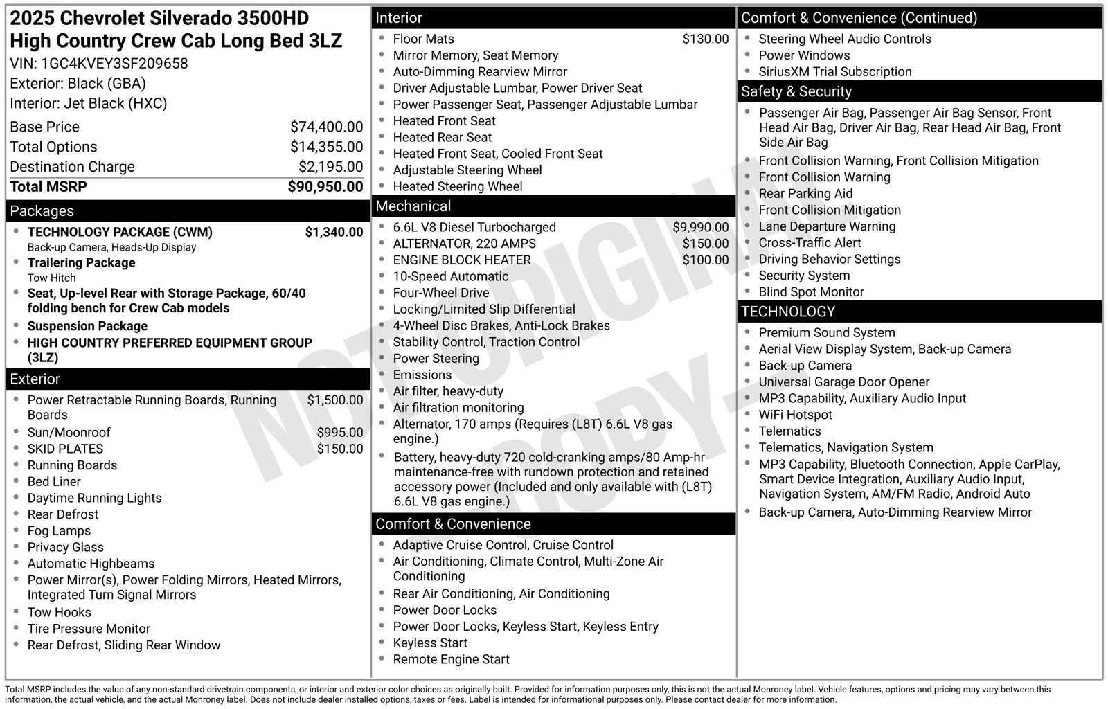 Used 2025 Chevrolet Silverado 3500 High Country w/ Technology Package AWD/4WD image 17