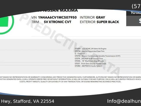 Used 2021 Nissan Maxima 3.5 SV w/ Floor Mat Group FWD image 33