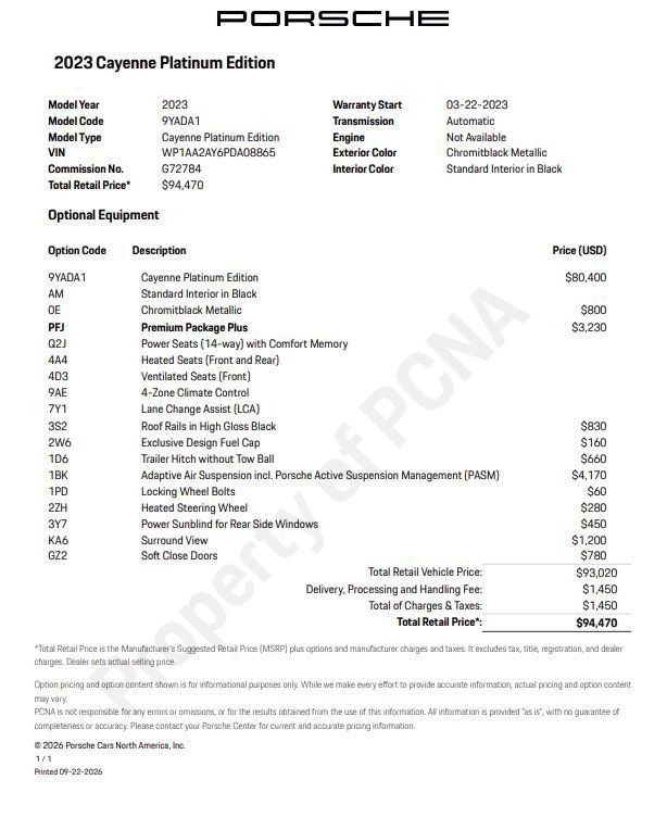 Certified 2023 Porsche Cayenne Platinum Edition AWD/4WD image 6