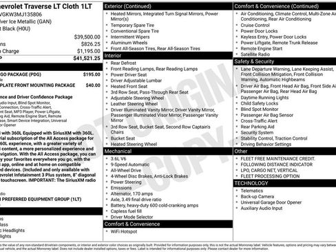 Used 2021 Chevrolet Traverse LT w/ LPO, Cargo Package AWD/4WD image 50