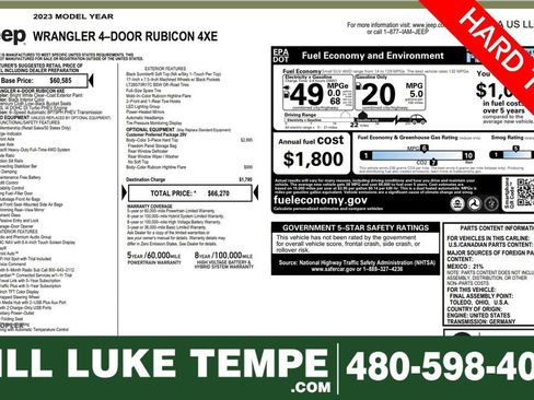 Used 2023 Jeep Wrangler Unlimited Rubicon 4xe image 1