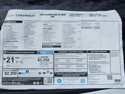 New 2026 Chevrolet Colorado W/T w/ WT Custom Package image 18