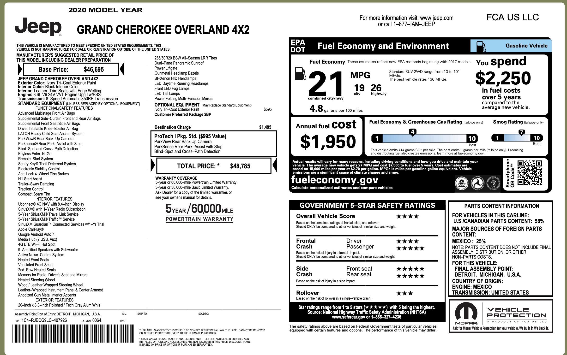 Used 2020 Jeep Grand Cherokee Overland RWD image 4