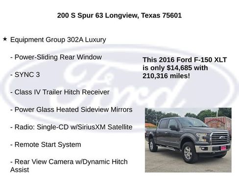 Used 2016 Ford F150 XLT w/ Equipment Group 302A Luxury AWD/4WD image 5