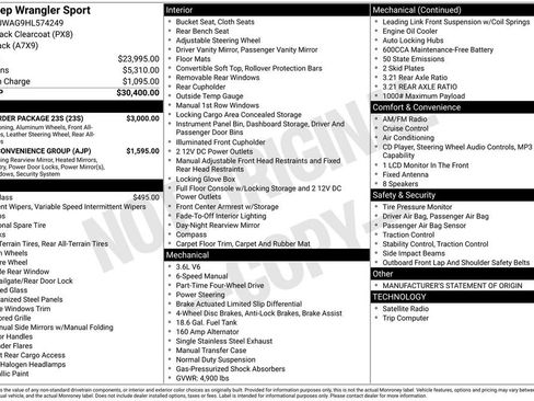 Used 2017 Jeep Wrangler Sport w/ Quick Order Package 23S image 31