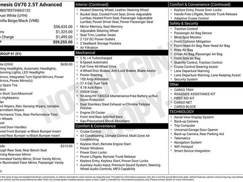New 2026 Genesis GV70 2.5T Advanced AWD/4WD image 2
