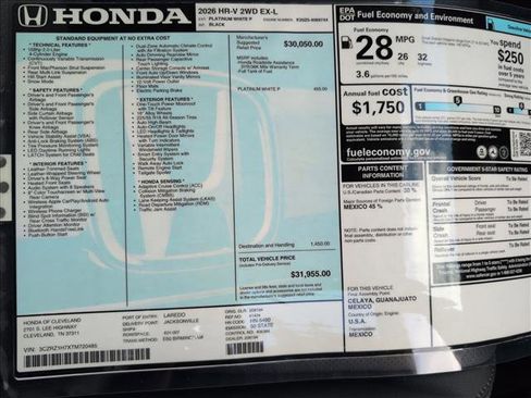 New 2026 Honda HR-V EX-L image 16