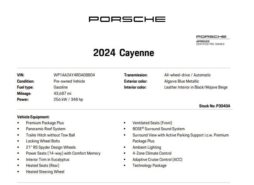 Certified 2024 Porsche Cayenne AWD/4WD image 7